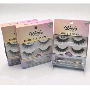 Ardell Winks Dare To Dazzle Customizable Eyelashesw/ Adhesive #222 Lot Of 3 New